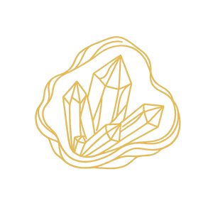 Icone de cristaux naturels design or pour blog lithothérapie et bien-être Lithae Terra.