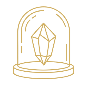 Icone cloche en verre protectrice pour cristal de lithothérapie et bien-être Lithae Terra.