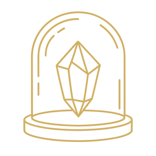 Icone cloche en verre protectrice pour cristal de lithothérapie et bien-être Lithae Terra.
